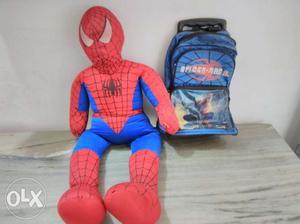 Spiderman and School bag with wheel n trolly