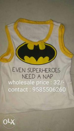 Toddler's White And Yellow Batman Tank Top