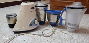 Two White-and-blue Ceramic Mugs