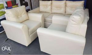 BRAND NEW Sofa set in beige rexine available in lowest