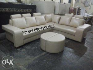 Branded design single color leather sofa set