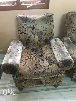 Brown And Black Floral Sofa Chair