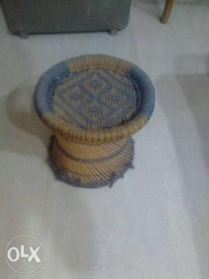 Brown And Blue Woven Ottoman