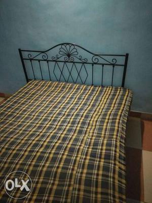 Double Cot, Metal Frame, with Cotton Mattresses,