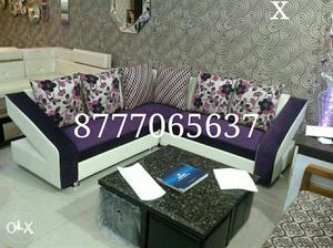 Purple And White Floral Sectional Sofa
