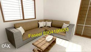 RN1 corner sofa set seat back fixed dark color