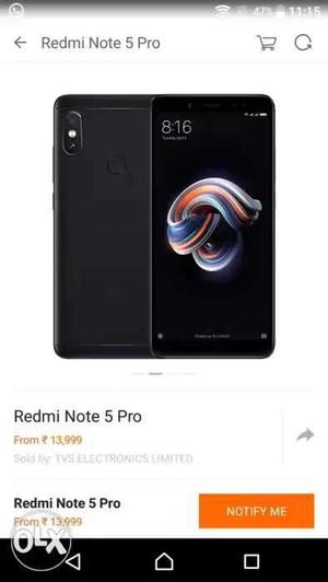 Mi note 5 pro seal pack black color with 1 year