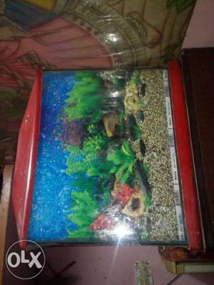 Red Wooden Framed Fish Tank