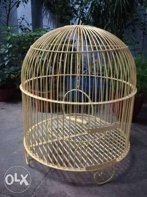 Yellow Metal Wire Birdcage