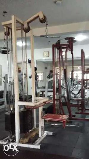 Commercial gym equipments white and red colour
