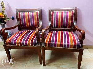 50% off on Pure teak Two Brown Wooden Armchairs