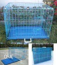 All size blue foldable Dog cage and stainless