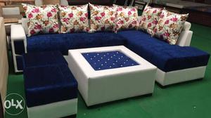 Beautiful blue sofa set with center table