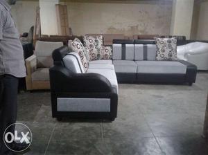 Black And Gray Leather Sofa Set