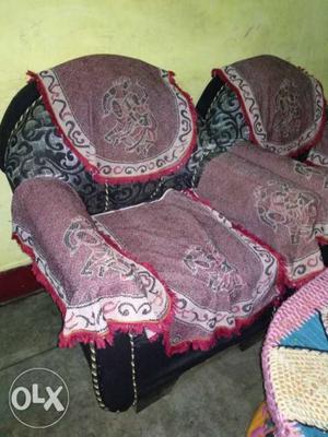 Black And Purple Fabric Sofa Chairs