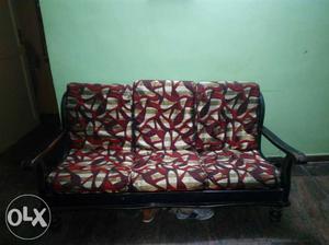 Black And Red Floral Fabric Sofa