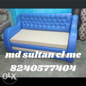 Blue And White Wooden Bed Frame