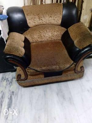 Brown And Black Fabric Sofa Chair