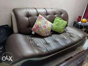 Brown Leatherite 3+2 seat Sofa