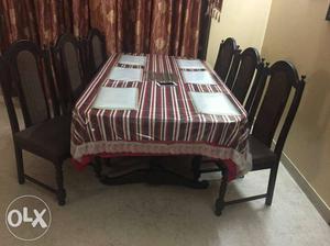 Dining table with 6 chairs. Size 6x3.5 ft. made