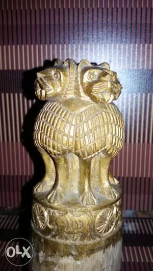 Hand made wooden Ashok stambha with four lion