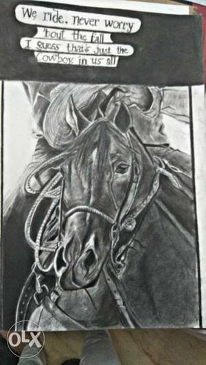 Horse drawing made with charcoal on sheet