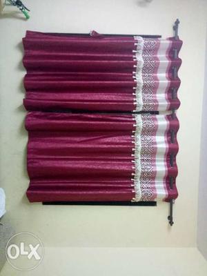 Maroon + Patch Window Curtain