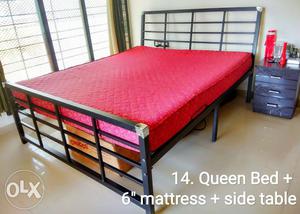 Queen size bed (wrought iron) with 6 Inch