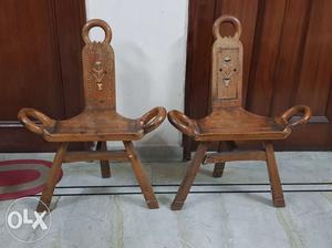 Set of two wooden chairs