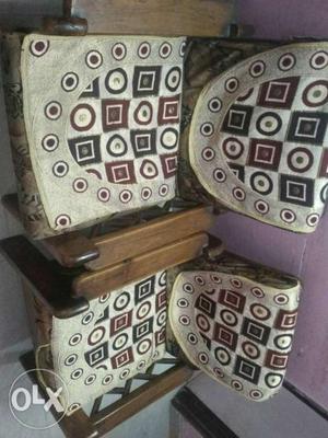 Two Brown And White Fabric Sofa Chairs