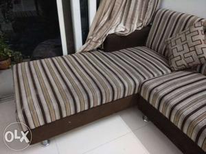 White And Black Stripe Fabric Sofa