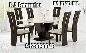 White-and-brown Wooden 7-piece Dining Set