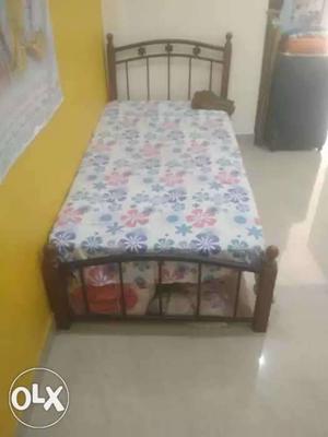 Wrought Iron Single bed with Malaysian wood for