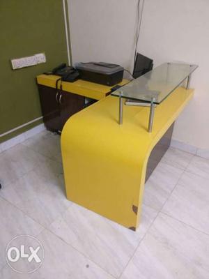 Yellow And Gray Metal Base Table