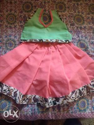 Beautiful pink dress for kids 1to 3 years.