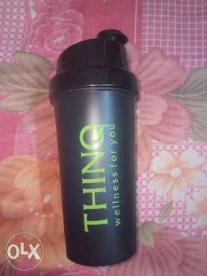 Black And Yellow ThingQ Plastic Sports Bottle