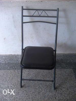 Black Metal Framed Black Padded Chair