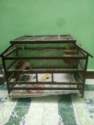 Black Metal-framed Pet Cage