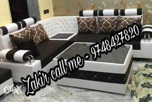 Black and white sectional couch l corner sofa