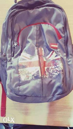 Gray England-printed Backpack