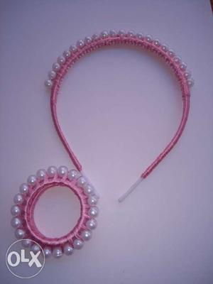 Silk thread pearl hairband and bangle set for