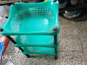 Teal And White Plastic Container