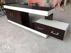Tv unit in white and brown combination