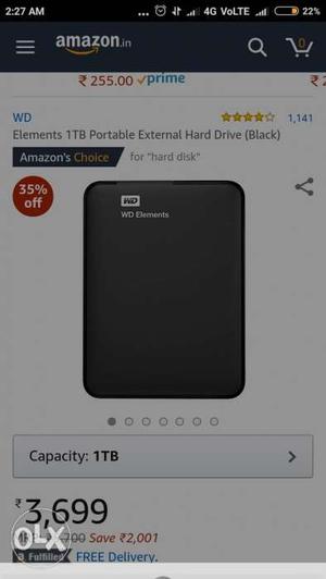 1Tb Wd External Hard Disk 4 Months Use only