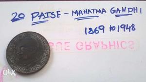 20 Paise;mahatma Gandhi  Coin
