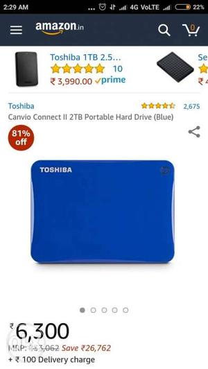 Blue Toshiba Portable Hard Drive Screenshot