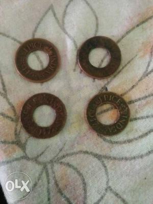 Four Round Brown Indian Pice Coins