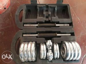 Gray Adjustable Dumbbells With Case