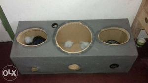 Gray And Brown Subwoofer Enclosure