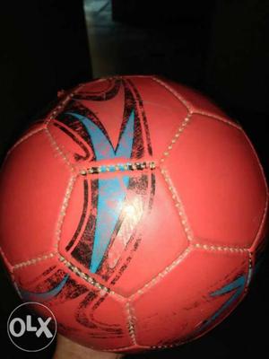 Red, Blue, And Black Leather Soccer Ball